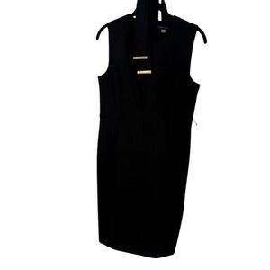 Tommy Hilfiger Black Scuba Sleeveless Belted Midi Dress - Size 8